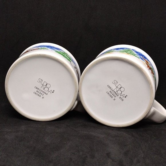 2 Studio Nova Christmas Cocoa Mugs Wide Mouth Soup Mug Reindeer & Snowman - Picture 4 of 8